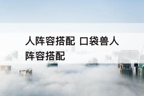 人阵容搭配 口袋兽人阵容搭配