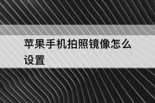 苹果手机拍照镜像怎么设置